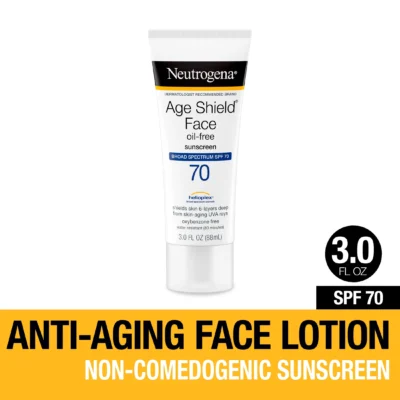Neutrogena Age Shield Face Oil-Free Sunscreen Lotion with Broad Spectrum SPF 70, Non-Comedogenic Moisturizing Sunscreen