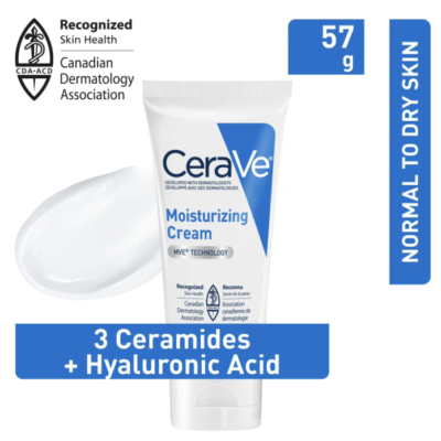 CeraVe Moisturizing Cream with 3 Ceramides and Hyaluronic Acid | Daily Face, Body and Hand Moisturizer for Normal to Dry Skin, Women & Men | Non-Comedogenic, Oil-free, and Fragrance Free - 57