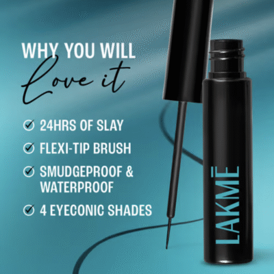 Lakme 9 To 5 Eyeconic Liquid Eyeliner Smudgeproof, Waterproof, Lasts Upto 24 Hrs, Black