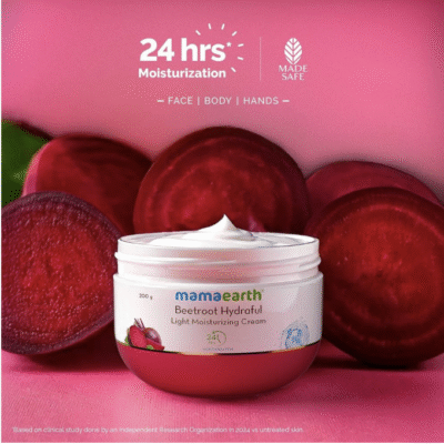MAMAEARTH Beetroot Hydraful Light Moisturizing Cream with Beetroot & Hyaluronic Acid for Pink Glow 200g