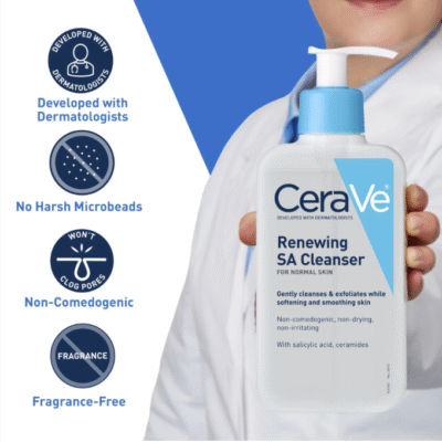 CeraVe Renewing SA Face Cleanser 237ml | Gentle Exfoliation for Normal Skin