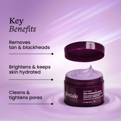 Foxtale De-Tan Skin Radiance Mask, With Lactic Acid, Brazilian Purple Clay & Kaolin Clay