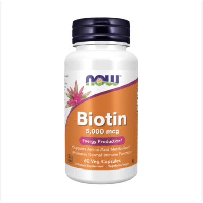 NOW Foods Supplements, Biotin 5,000 mcg, Amino Acid Metabolism*, Energy Production*, 60 Veg Capsules