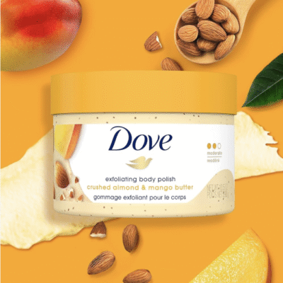 Dove Exfoliating Body Polish Scrub Crushed Almond & Mango Butter for Dry Skin,