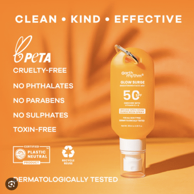 Earth Rhythm Glow Surge Brightening Broad Spectrum Sunscreen Spray SPF 50 with Vitamin C & E