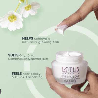 Lotus Herbals WhiteGlow Skin Brightening Gel Creme, SPF25 PA+++, Suits All Skin Types (40g)