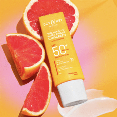 DOT & KEY Vitamin C + E Super Bright Sunscreen Spf 50 |Water-Light,UVA/UVB & Blue Light Protection|For Even Toned & Glowing Skin|With Liquid Spf 50+++| No White Cast| For All Skin Types