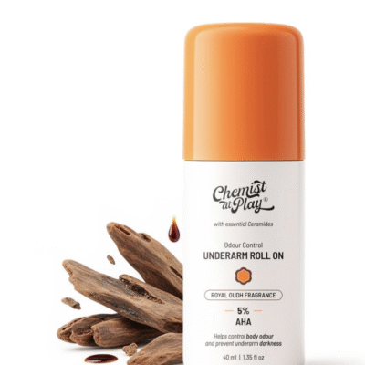 Chemist at Play UnderArm Roll-On with 5% AHA| Lactic & Mandelic Acid|Prevents Odour, Brightens Skin & Exfoliates Underarm| For Sensitive Skin|Royal Oudh Fragrance | Alcohol & Aluminium Free|4