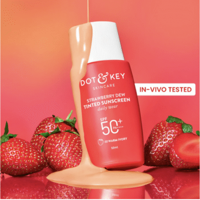 Dot & Key Strawberry Dew Tinted Sunscreen SPF 50+ Pa++++ - 03 Sand In- Vivo Tested | Protection Against UVA & UVB | Broad Spectrum, Water & Sweat resistant | For All Skin Types | 50ml