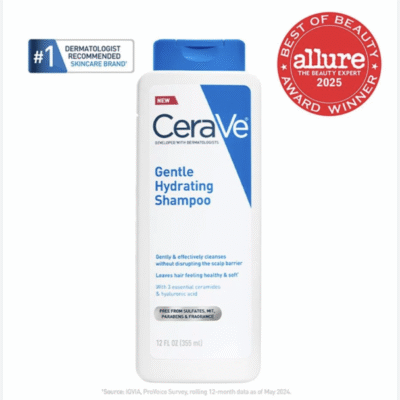 CeraVe Gentle Hydrating Shampoo for Men & Women, Gently Cleanses Hair & Scalp Without Stripping Away Moisture, Leaves Hair Feeling Healthy & Soft. Suitable for All Hair Types. 355mL