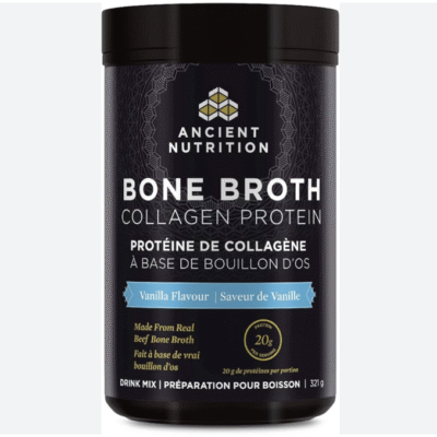 Ancient Nutrition Bone Broth Collagen Protein - Vanilla, Formulated by Dr. Josh Axe, Collagen Peptides, Supports Joints, Skin and Nails, Made Without Added Sugar, Gluten & Dairy, 321 Grams -