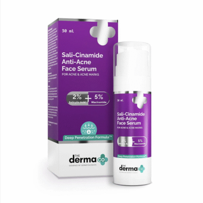 The Derma Co Sali-Cinamide Anti-Acne Face Serum - 30 ml | Fights active acne | Fades acne marks & scars | Controls excess oil | Unclogs pores | Reduces redness & inflammation