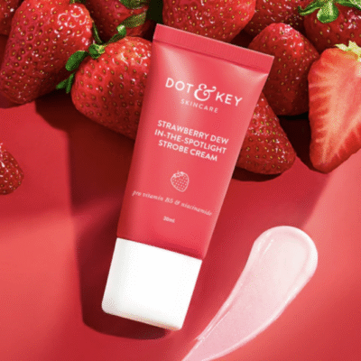 DOT & KEY Strawberry Dew Strobe Cream For Face Skin Radiance Cream | Moisturizer & Highlighter For Face | For Dewy Glazed Instant Glow | Boosts Hydration | For All Skin Types | For Women & Me