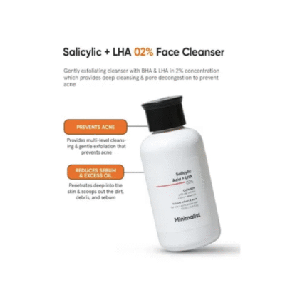 Minimalist Anti-Acne Salicylic Acid 2% Face Wash For Oily & Acne Prone Skin | With LHA for Pore Cleansing, Oil Control & Sebum Regulation | Cleanser for Women & Men | 100 ml