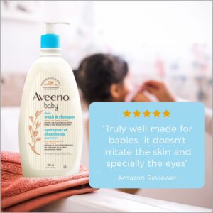 Aveeno Baby Daily Moisture Bath Body Wash & Shampoo, Liquid Soap, Oat Extract