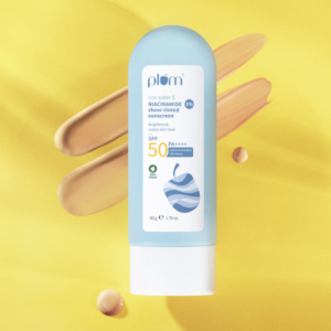 PLUM 2% NIACINAMIDE SUNSCREEN SPF 50 PA+++ WITH RICE WATER – BRIGHTENS SKIN, DERMATOLOGICALLY-TESTED (50 G)