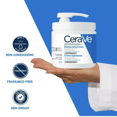CeraVe Moisturizing Cream with 3 Ceramides and Hyaluronic Acid | Daily Face, Body and Hand Moisturizer for Normal to Dry Skin