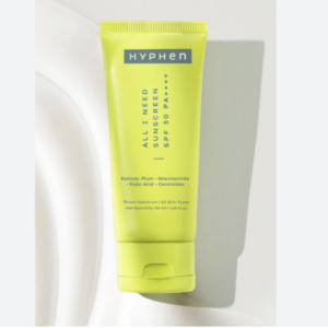 Hyphen All I Need Sunscreen SPF50 PA++++ | Brightens with Niacinamide, Kojic Acid, Vit C Rich Kakadu Plum | Lightweight Non-Greasy UVA/B Protection | Oily, Dry, All Skin Types | For Women & M