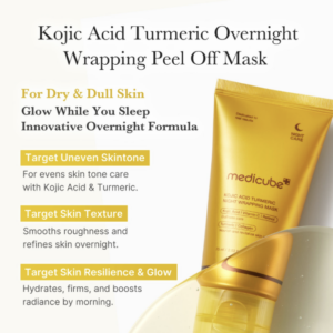 medicube Overnight Glow Duo for Uneven skin Tone: Turmeric Overnight Wrapping Peel Off Mask