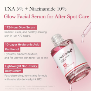 medicube TXA+Niacinamide 15% Glow Facial Serum for After Spot Care | All-in-One Daily Korean Skincare | Uneven Skin Tone, Texture, and Hydration Care | High-Potency Tranexamic Acid 5%
