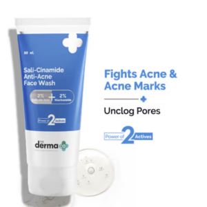 The Derma Co Sali-Cinamide Anti-Acne Face Wash | with 2% Salicylic Acid & 2% Niacinamide | Helps Reduce Acne & Acne Marks | Deeply Cleanses Clogged Pores 80ml