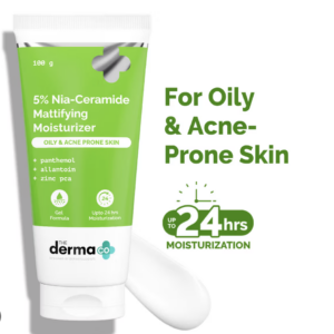 The Derma Co. 5% Nia-Ceramide Mattifying Moisturizer | For Oily to Acne Prone Skin | 5% Niacinamide, 2% Ceramide | 24 hrs. Moisturization | Panthenol, Allantoin & Zinc PCA | Oil-free Moisturi
