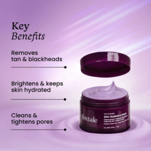 Foxtale De-Tan Skin Radiance Mask, With Lactic Acid, Brazilian Purple Clay & Kaolin Clay