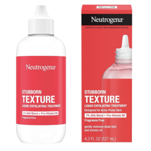 Neutrogena Stubborn Texture Liquid Exfoliant with 7% AHA Blend & Pro-Vitamin B5 designed for Acne-Prone & Oily Skin, Liquid Face Exfoliator, Oil- & Fragrance-Free