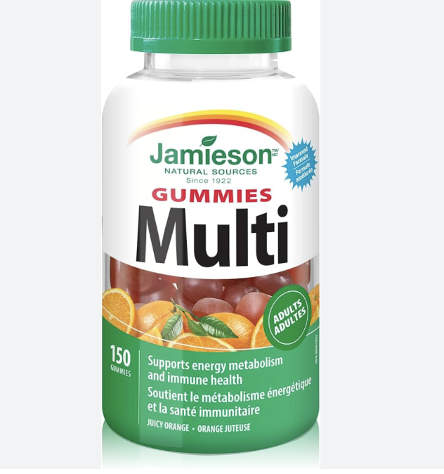 Jamieson Multivitamin Gummies for Adults Juicy Orange Flavour, Supports Immunity, Energy and Overall Health. With Zinc, Vitamin D3, and Biotin, Vegetarian, Non-GMO, No Gluten, Artificial Colo