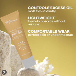 Earth Rhythm Phyto Shield Matte Mineral Sunscreen SPF 50, PA+++, UVA & UVB Protection 50ml