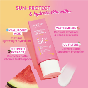 Dot & Key Watermelon Cooling Sunscreen SPF 50 PA++++ for Moisturized Skin, No White Cast, Boosts Vitamin D Absorption & Quick Absorbing - 80 gm
