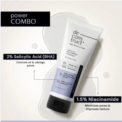 Deconstruct Salicylic Acid Oil Control Face Wash with Niacinamide | Facewash for Men & Women | 100ml