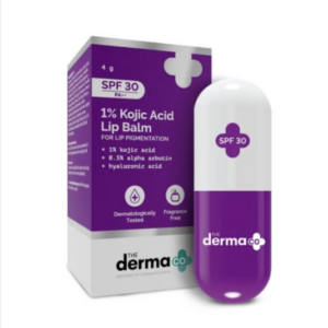 The Derma Co 1% Kojic Acid Lip Balm I With Alpha Arbutin & Hyaluronic Acid I SPF 30 PA++|Treats Pigmentation|Gives Moisturized Lips|Off White|Travel Friendly|For Dark & Pigmented Lips