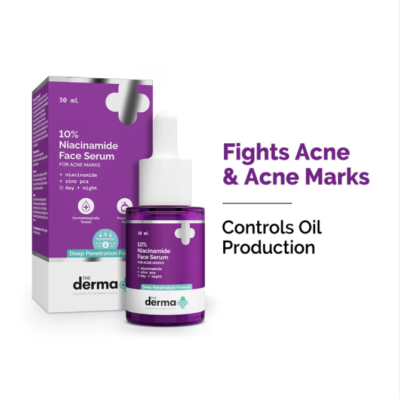 The Derma Co 10% Niacinamide Face Serum for Acne Marks | Enriched with Zinc & Vitamin B3 | Lightweight Daily Serum for Clearer Skin | Day & Night Use 30ml