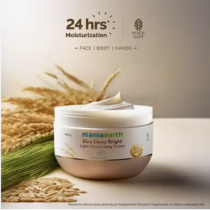 Mamaearth Rice Dewy Bright Light Moisturizing Cream With Rice Water & Niacinamide For Glass-Skin 50g
