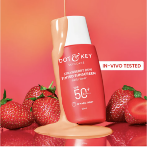 Dot & Key Strawberry Dew Tinted Sunscreen SPF 50+ Pa++++ - 03 Sand In- Vivo Tested | Protection Against UVA & UVB | Broad Spectrum, Water & Sweat resistant | For All Skin Types | 50ml