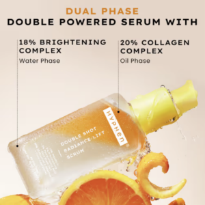 Hyphen 18% Brightening + 20% Collagen Face Serum | Double Shot Serum with 11% Mandarin 5% Niacinamide 2% PGA & Bakuchiol | Winter Skincare | Brightening, Hydrating & Collagen Boost for Dry Sk
