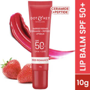 Dot & Key Strawberry Lip Balm (12gm) for Moisturization | Soft and Naturally Brightens Lips |Tinted Lip Balm with SPF 50 & Vitamin C + E | Lipbalm for Dry & Dark Lips | For Women