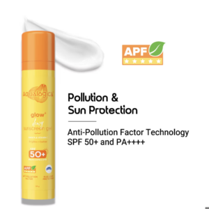 Aqualogica Glow+ Dewy Sunscreen Gel SPF 50+ PA++++ with Papaya & Vitamin C | UVA/B & Blue Light Protection | Anti-Pollution Factor (APF) Technology | In-Vivo Tested | No White Cast | 50 g