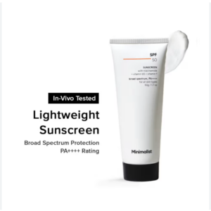 Minimalist Sunscreen SPF 50 PA++++ | Clinically Tested in US (In-Vivo) | Lightweight with Multi-Vitamins | No White Cast | Broad Spectrum | For Women & Men | 100g