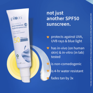 Plum 2% Niacinamide Sunscreen SPF 50 PA+++ With Rice Water | 4 Hrs Water Resistance | 3x Tan Reduction & Brightens | No White Cast, Lightweight, Non-Sticky | Dermatologically Tested | Women &