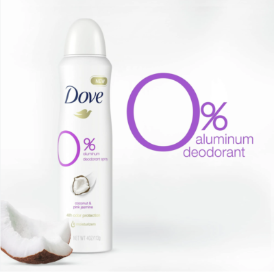 Dove 0 percent Deodorant Spray For 48 Hour Protection Coconut and Pink Jasmine Aluminum Free Deodorant