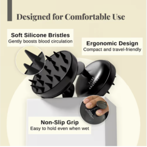 Bare Anatomy Hair Scalp Massager Brush for Men & Women | Soft Silicon Bristles for Scalp Exfoliation Treatment | Cleans Flake & Product Buildup | Stimulates Scalp Circulation | All Hair & Sca