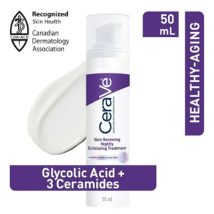 CeraVe Nightly Exfoliating Treatment, AHA Face Cream with Glycolic and Lactic Acids for Fine Lines and Pores, 50mL