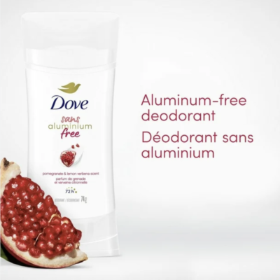 Dove Aluminum Free Déodorant for Women Pomegranate & Lemon Verbena Scent for Soft, Comfortable Underarms - canada 75g