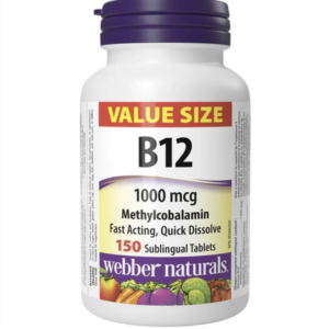 Webber Naturals Vitamin B12 1000 mcg Methylcobalamin 150 tablets (Value Size) - canada