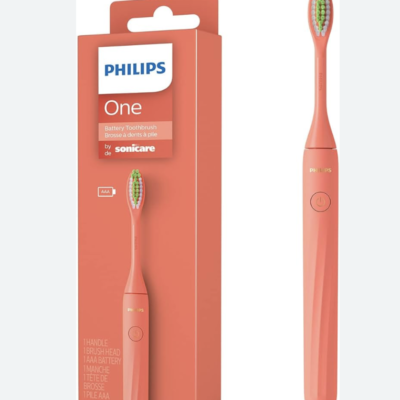 Philips One Electric Toothbrush by Sonicare HY1100/51 - Micro Vibrations, Soft bristles That Gently Polish and whiten teeths, 3 Month Battery Life, 2 Minute Timer and Quadpacer Red