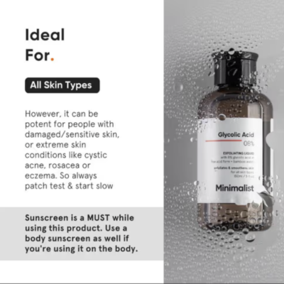 Minimalist 8% Glycolic Acid Toner For Exfoliates Smoothes Skin (150ml)
