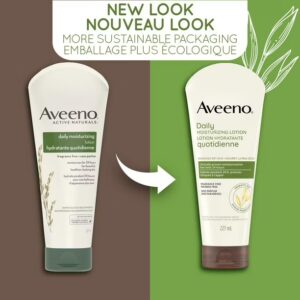 Aveeno Daily Moisturizing Lotion, Dry Skin, Non-Comedogenic, Prebiotic Oat, Daily Moisturizer, Fragrance Free, 227 mL - CANADA