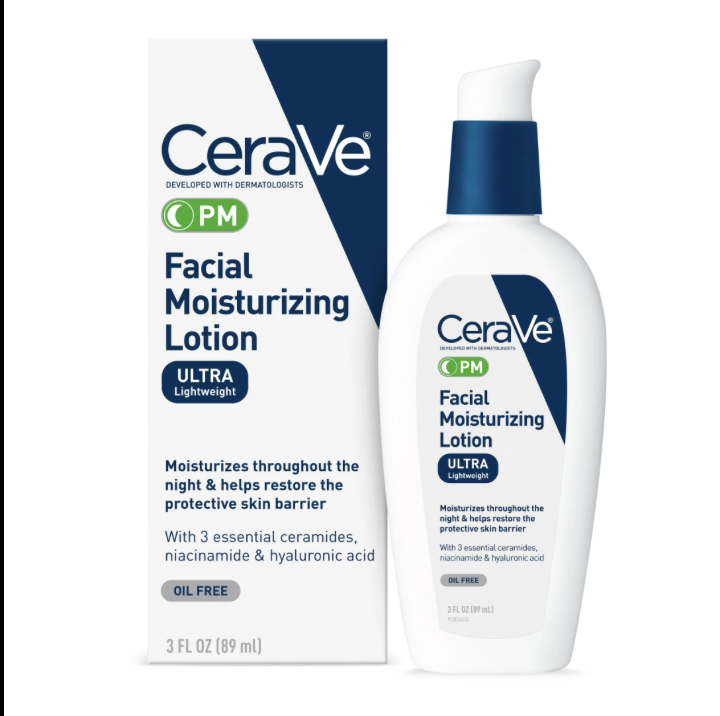 CeraVe PM Lotion Face Moisturizer, Lightweight Oil-free Night Cream for All Skin Types - 89ML- CANADA